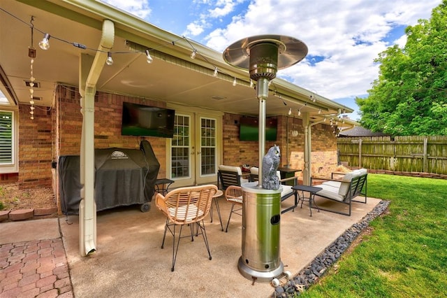 view of patio featuring an outdoor living space and area for grilling