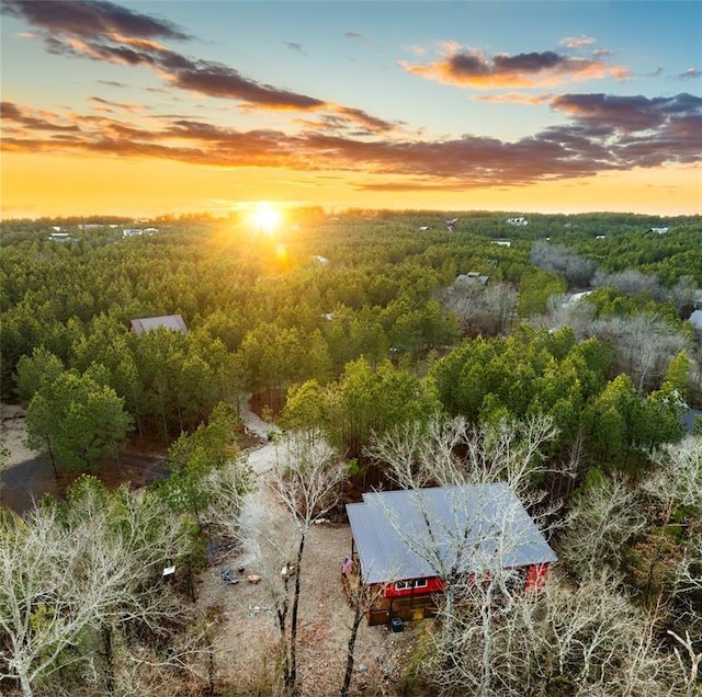 view of aerial view at dusk