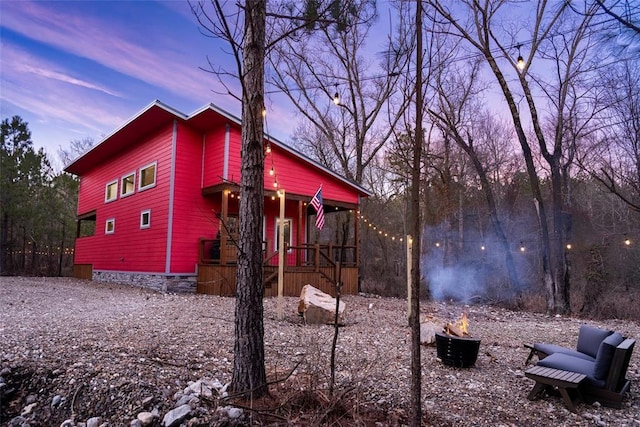 view of property exterior at dusk