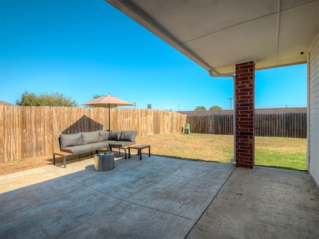 view of patio featuring an outdoor hangout area