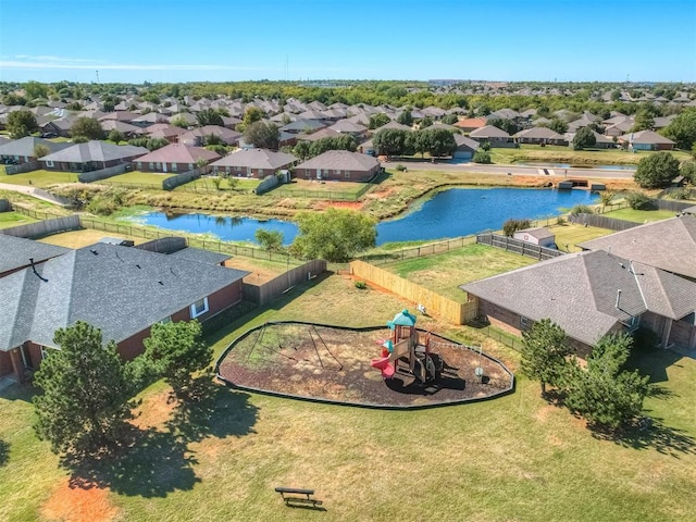 bird's eye view featuring a water view