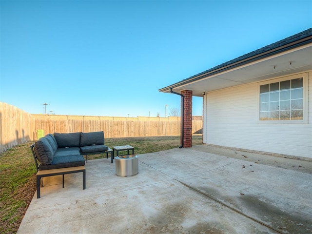 view of patio featuring an outdoor living space