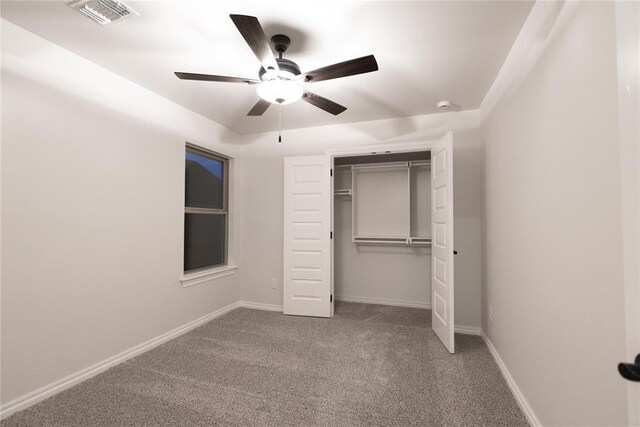 9201 Lupine Rd, Yukon, OK 73099 - unfurnished bedroom featuring carpet floors, a closet, a ceiling fan, and baseboards