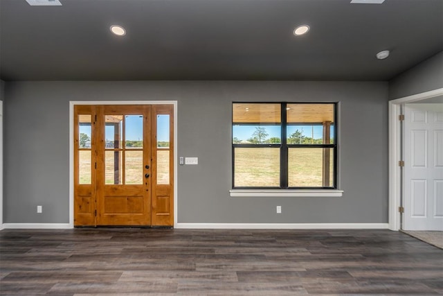 foyer entrance featuring dark hardwood / wood-style floors and a wealth of natural light