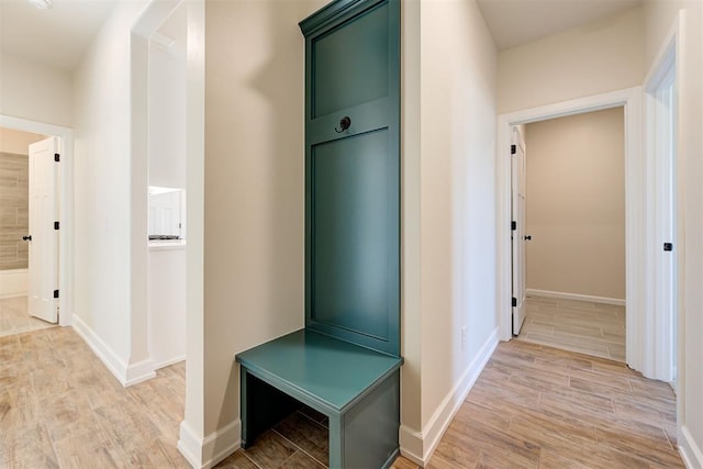 mudroom featuring light hardwood / wood-style flooring