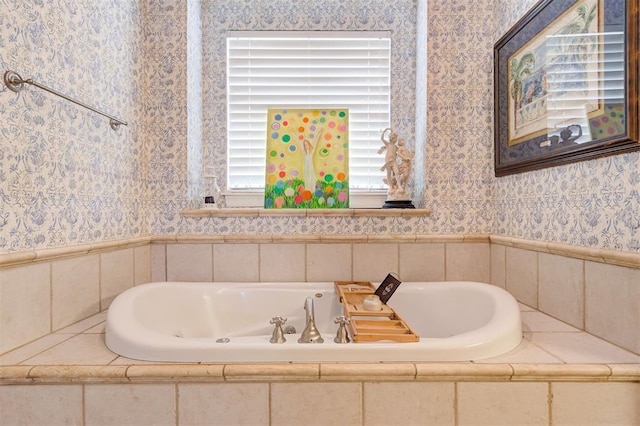 bathroom featuring tiled bath