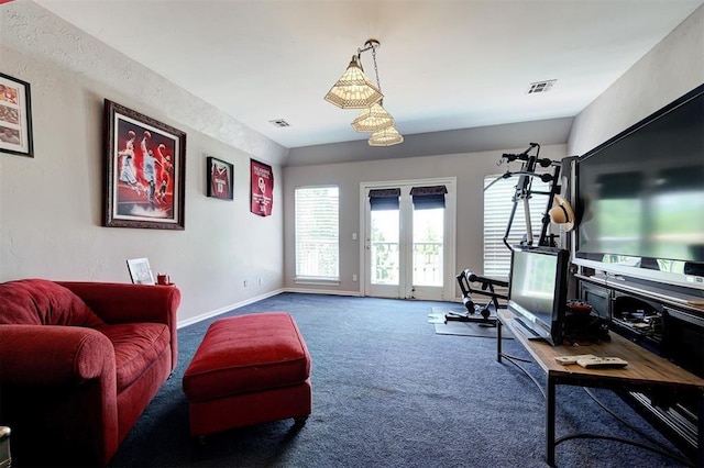 living room featuring carpet floors