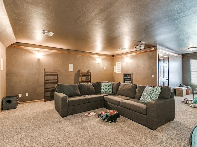 living room with carpet flooring