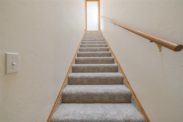 stairs featuring carpet