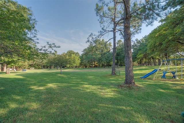 view of yard with a playground