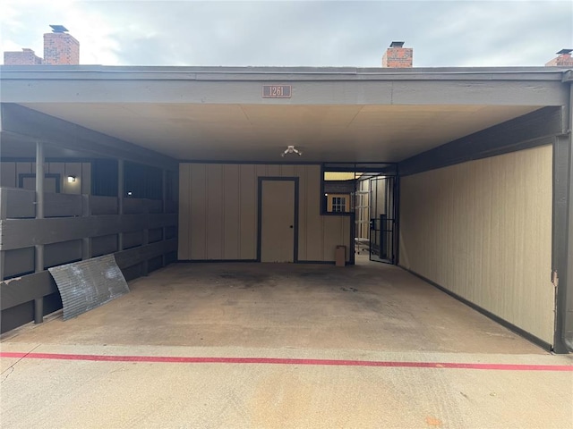 garage with a carport