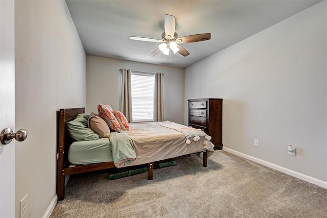 bedroom with carpet and ceiling fan