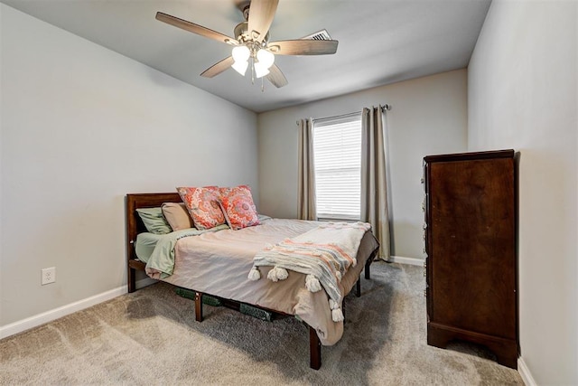 bedroom with carpet flooring and ceiling fan