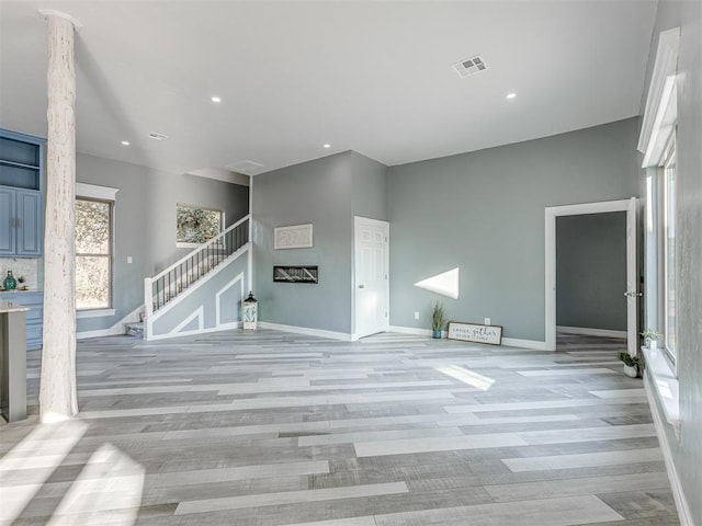 living room featuring light wood-type flooring