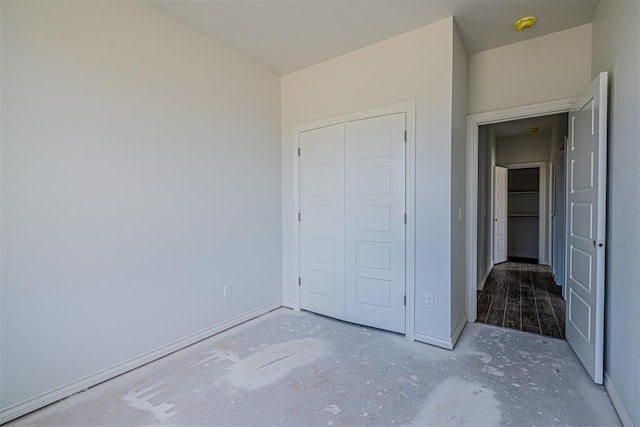 unfurnished bedroom with a closet