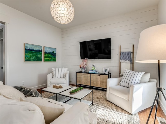 living room with hardwood / wood-style floors