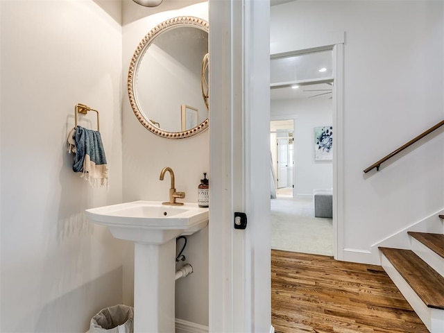 bathroom featuring hardwood / wood-style floors