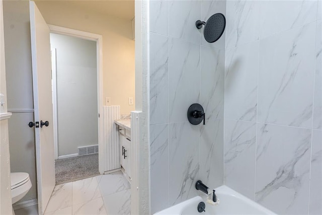 3201 Longridge Rd, Del City, OK 73115 - bathroom featuring vanity, marble finish flooring, and tub / shower combination