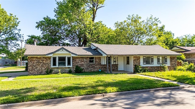 3201 Longridge Rd, Del City, OK 73115 - ranch-style home with a front lawn, brick siding, and a chimney