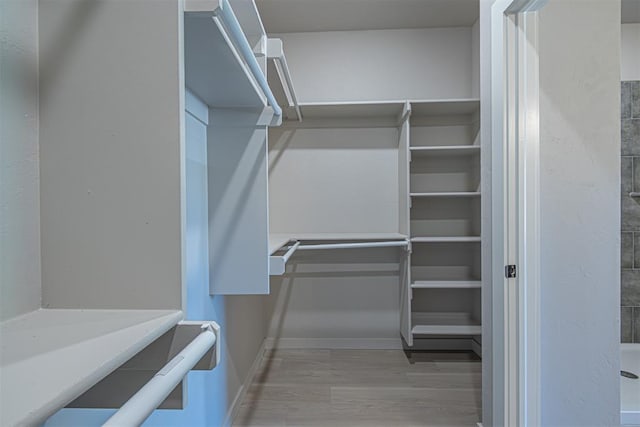 walk in closet featuring light hardwood / wood-style flooring