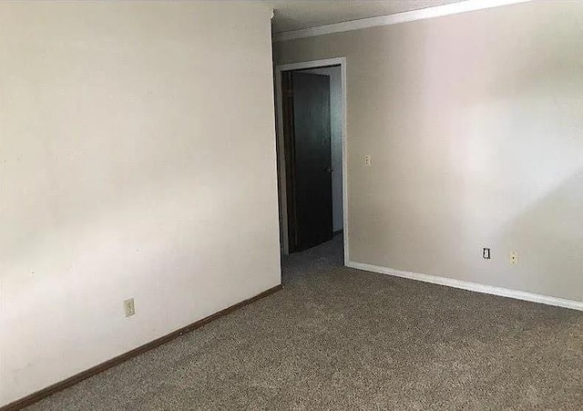 carpeted spare room with ornamental molding