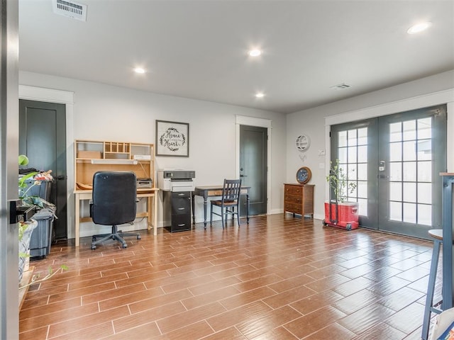 office area with french doors