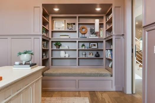 interior space with light hardwood / wood-style floors