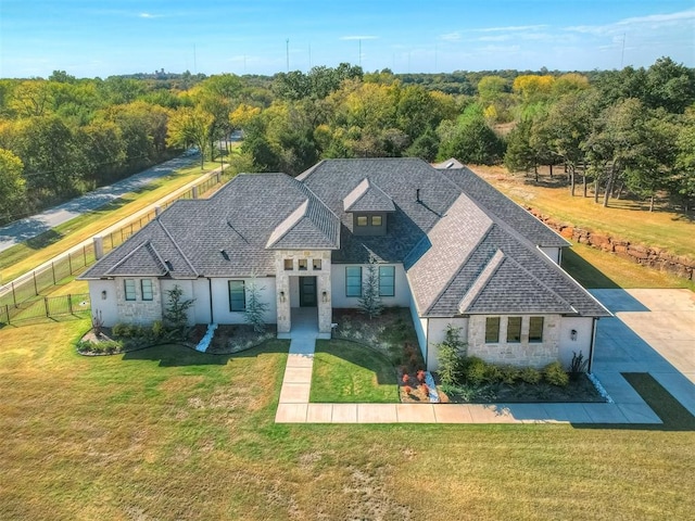 view of front of home with a front yard