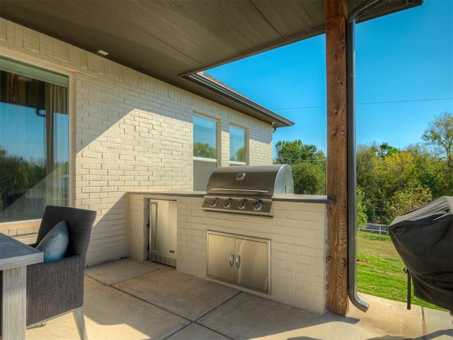 view of patio with area for grilling