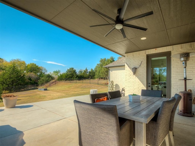 view of patio with ceiling fan