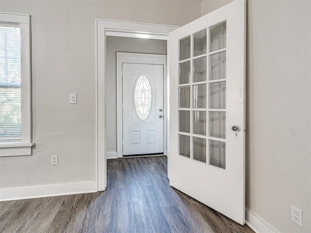 entrance foyer featuring dark hardwood / wood-style floors