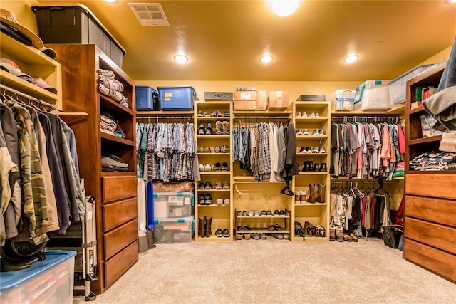 walk in closet featuring carpet