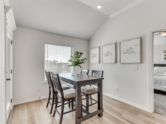1718 Zayden Ln, Norman, OK 73072 - dining area featuring ceiling fan, light hardwood / wood-style flooring, and vaulted ceiling