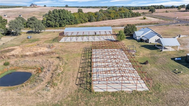 drone / aerial view with a rural view