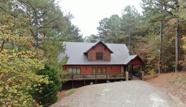 view of log cabin