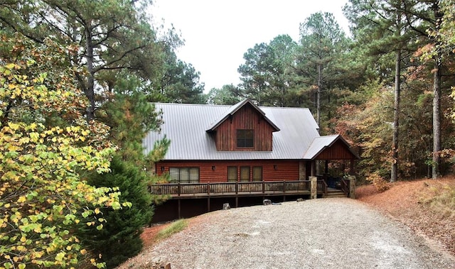 view of log cabin