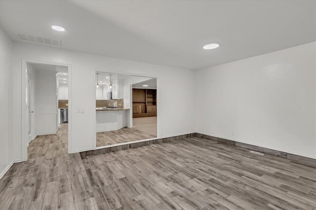 unfurnished living room featuring light hardwood / wood-style floors