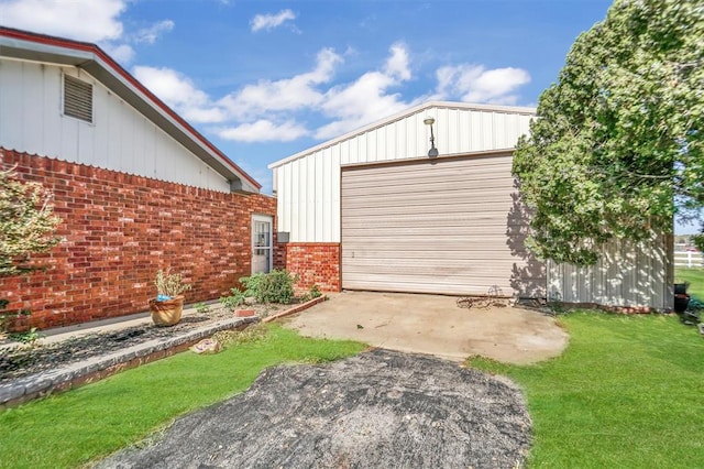 exterior space with a garage