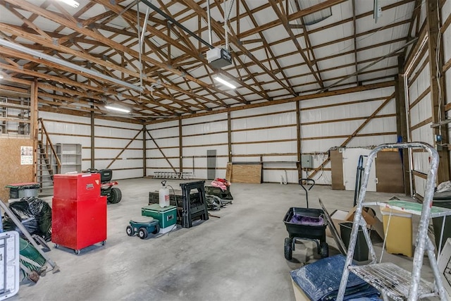 garage with a garage door opener