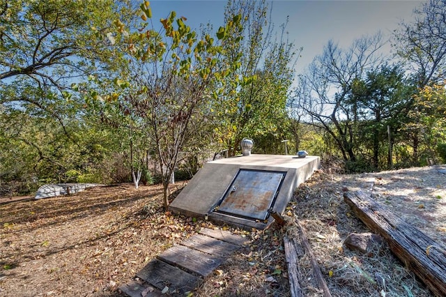 view of entry to storm shelter