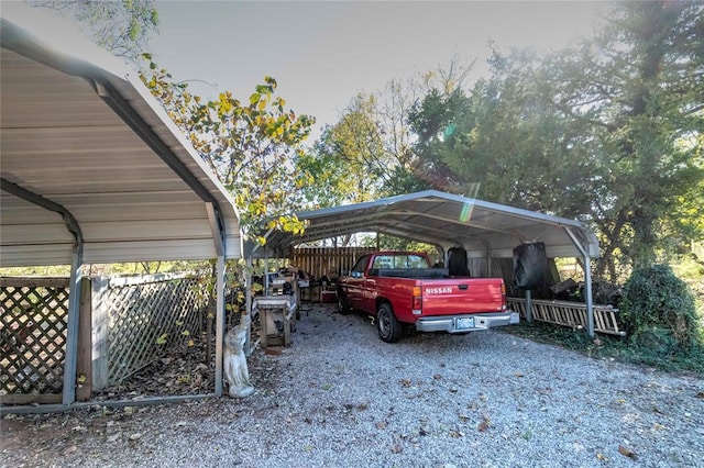 view of parking with a carport