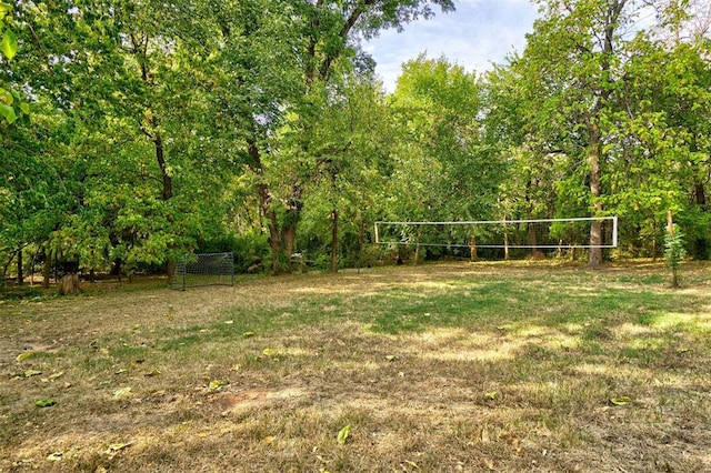 surrounding community featuring volleyball court and a lawn