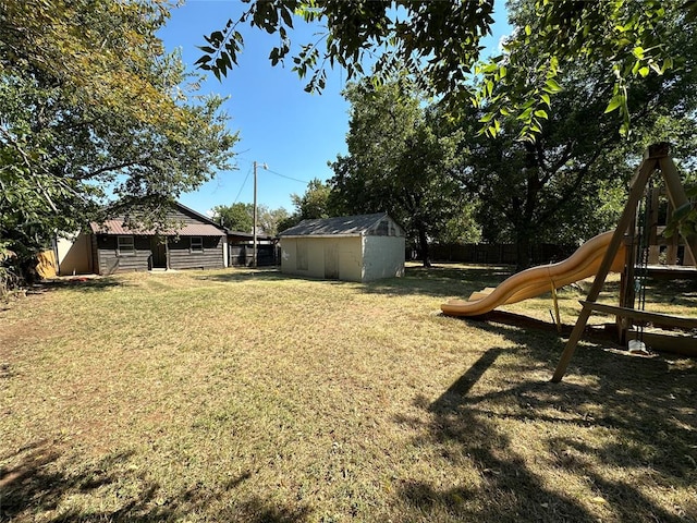 view of yard with a playground