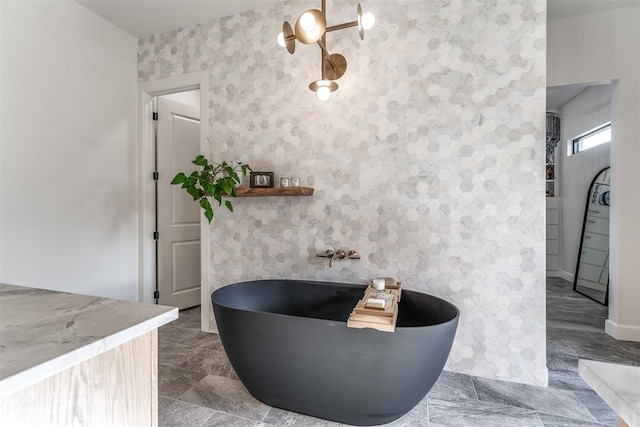 bathroom with a washtub