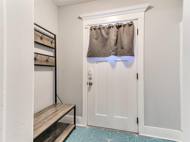 mudroom with tile patterned flooring