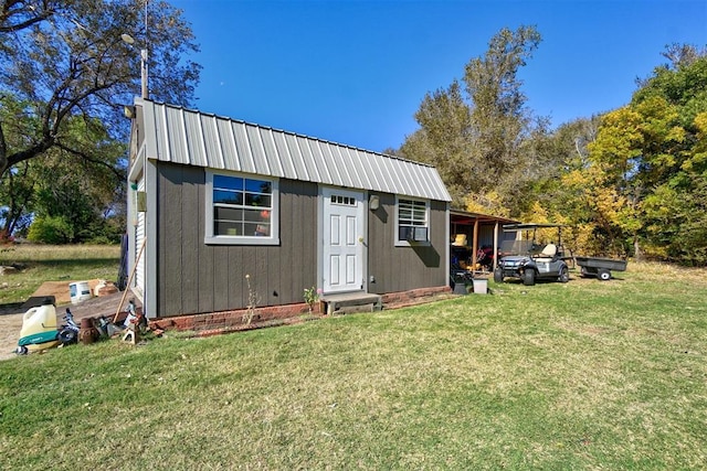 exterior space with an outbuilding