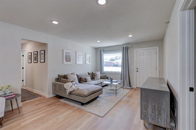 living room featuring light hardwood / wood-style flooring