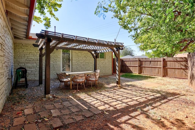 view of patio / terrace featuring a pergola