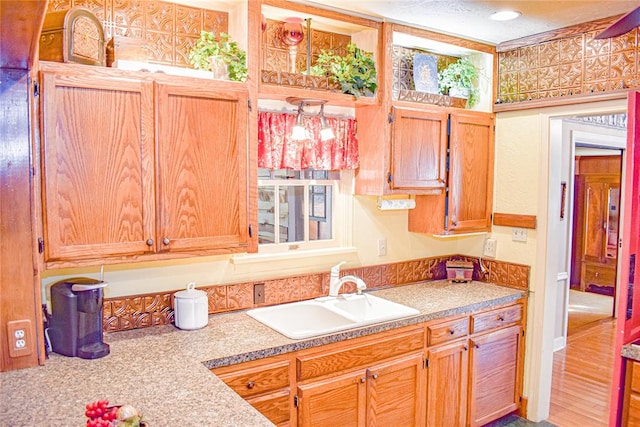 kitchen featuring hardwood / wood-style floors and sink