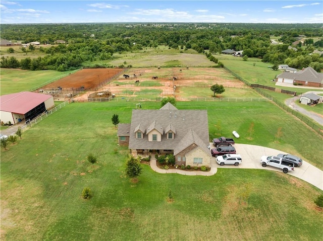 aerial view with a rural view